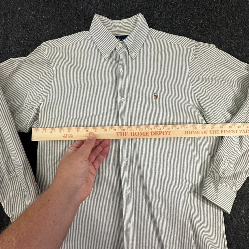 Ralph Lauren button down long sleeve dress shirt Gray striped Mens Size 15.5-33 - Picture 3 of 6